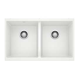 Precis SILGRANIT 29" 50/50 Double Bowl Undermount Kitchen Sink - White, 516320