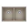 Precis SILGRANIT 29" 50/50 Double Bowl Undermount Kitchen Sink - Truffle, 517678