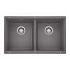 Precis SILGRANIT 29" 50/50 Double Bowl Undermount Kitchen Sink - Cinder, 519050