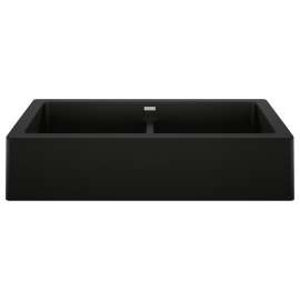 Vintera SILGRANIT 33" Double Bowl Apron-Front Farmhouse Sink - Coal Black, 526554