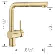 Linus Low Arc Pull-Out Dual-Spray Kitchen Faucet - Satin Gold, 526686