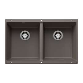 Precis SILGRANIT 29" 50/50 Double Bowl Undermount Kitchen Sink - Volcano Gray, 527410