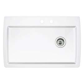 22-In X 33.5-In Single-Basin Granite Drop-In Or Undermount 2-Hole Residential Kitchen Sink in White