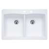 22-In X 33-In Double-Basin Granite Drop-In Or Undermount 2-Hole Residential Kitchen Sink in White