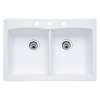 22-In X 33-In Double-Basin Granite Drop-In Or Undermount 3-Hole Residential Kitchen Sink in White