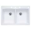22-In X 33-In Double-Basin Granite Drop-In Or Undermount 4-Hole Residential Kitchen Sink in White