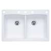 22-In X 33-In Double-Basin Granite Drop-In Or Undermount 5-Hole Residential Kitchen Sink in White