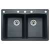 22-In X 33-In Double-Basin Granite Drop-In Or Undermount 5-Hole Residential Kitchen Sink in Anthracite