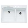 440216-2 22-In X 33-In Double-Basin Granite Drop-In Or Undermount 2-Hole Residential Kitchen Sink in White