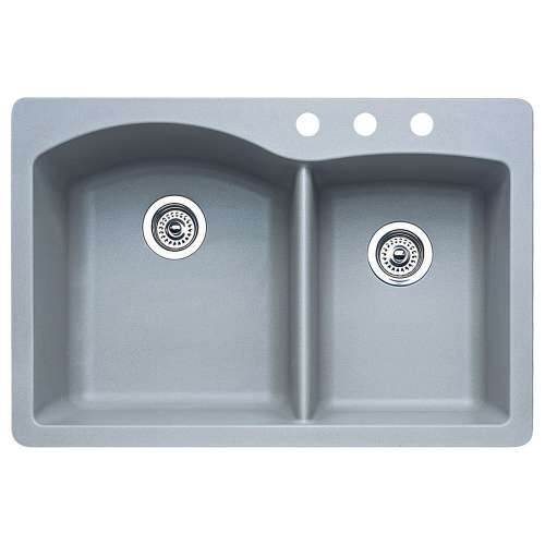 Blanco Diamond 22-In X 33-In Double-Basin Granite Multi-Mount 3-Hole Kitchen Sink