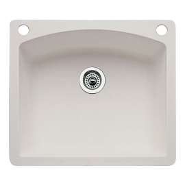 22-In X 25-In Single-Basin Granite Drop-In Or Undermount 2-Hole Residential Kitchen Sink in Biscuit