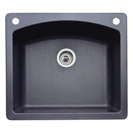 22-In X 25-In Single-Basin Granite Drop-In Or Undermount 2-Hole Residential Kitchen Sink in Anthracite