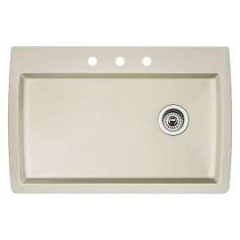 22-In X 33.5-In Single-Basin Granite Drop-In Or Undermount 3-Hole Residential Kitchen Sink in Biscuit