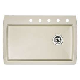 22-In X 33.5-In Single-Basin Granite Drop-In Or Undermount 5-Hole Residential Kitchen Sink in Biscuit