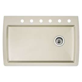 22-In X 33.5-In Single-Basin Granite Drop-In Or Undermount 6-Hole Residential Kitchen Sink in Biscuit