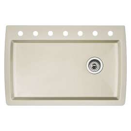 22-In X 33.5-In Single-Basin Granite Drop-In Or Undermount 7-Hole Residential Kitchen Sink in Biscuit