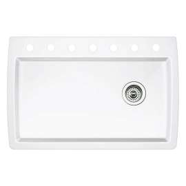 22-In X 33.5-In Single-Basin Granite Drop-In Or Undermount 7-Hole Residential Kitchen Sink in White