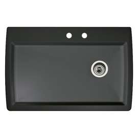 22-In X 33.5-In Single-Basin Granite Drop-In Or Undermount 2-Hole Residential Kitchen Sink in Anthracite