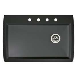 22-In X 33.5-In Single-Basin Granite Drop-In Or Undermount 4-Hole Residential Kitchen Sink in Anthracite