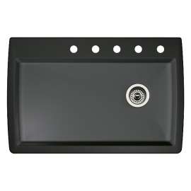 22-In X 33.5-In Single-Basin Granite Drop-In Or Undermount 5-Hole Residential Kitchen Sink in Anthracite