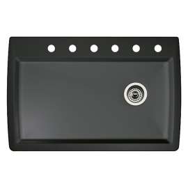 22-In X 33.5-In Single-Basin Granite Drop-In Or Undermount 6-Hole Residential Kitchen Sink in Anthracite