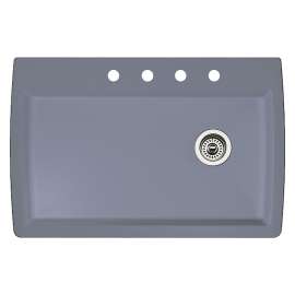 22-In X 33.5-In Single-Basin Granite Drop-In Or Undermount 4-Hole Residential Kitchen Sink in Metallic Gray