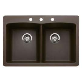 440218-3M Diamond 22-In X 33-In Double-Basin Granite Drop-In Or Undermount 3-Hole Residential Kitchen Sink