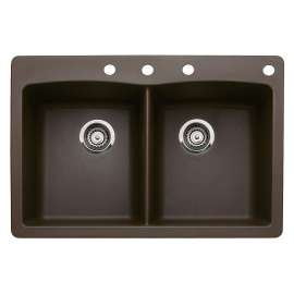 440218-4M Diamond 22-In X 33-In Double-Basin Granite Drop-In Or Undermount 4-Hole Residential Kitchen Sink