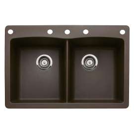 22-In X 33-In Double-Basin Granite Drop-In Or Undermount 5-Hole Residential Kitchen Sink
