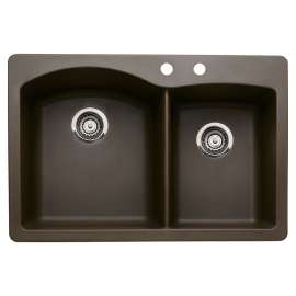 22-In X 33-In Double-Basin Granite Drop-In Or Undermount 2-Hole Residential Kitchen Sink