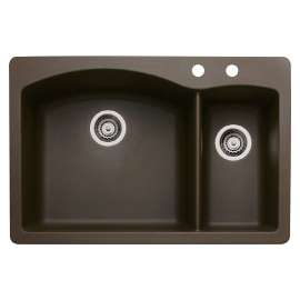440197-2M Diamond 22-In X 33-In Double-Basin Granite Drop-In Or Undermount 2-Hole Residential Kitchen Sink