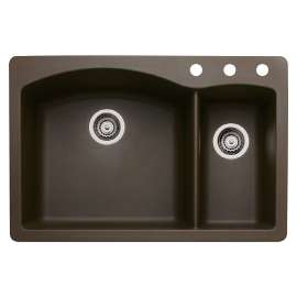 22-In X 33-In Double-Basin Granite Drop-In Or Undermount 3-Hole Residential Kitchen Sink