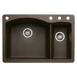 440197-4M Diamond 22-In X 33-In Double-Basin Granite Drop-In Or Undermount 4-Hole Residential Kitchen Sink