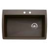 22-In X 33.5-In Single-Basin Granite Drop-In Or Undermount 2-Hole Residential Kitchen Sink in Cafe Brown