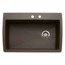 22-In X 33.5-In Single-Basin Granite Drop-In Or Undermount 2-Hole Residential Kitchen Sink