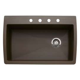 22-In X 33.5-In Single-Basin Granite Drop-In Or Undermount 4-Hole Residential Kitchen Sink