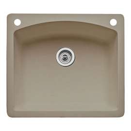 22-In X 25-In Single-Basin Granite Drop-In Or Undermount 2-Hole Residential Kitchen Sink in Truffle