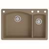 441282-4 22-In X 33-In Double-Basin Granite Drop-In Or Undermount 4-Hole Residential Kitchen Sink in Truffle