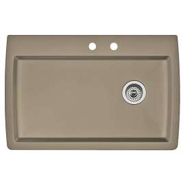 22-In X 33.5-In Single-Basin Granite Drop-In Or Undermount 2-Hole Residential Kitchen Sink in Truffle
