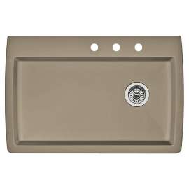 22-In X 33.5-In Single-Basin Granite Drop-In Or Undermount 3-Hole Residential Kitchen Sink in Truffle