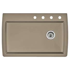 22-In X 33.5-In Single-Basin Granite Drop-In Or Undermount 4-Hole Residential Kitchen Sink in Truffle