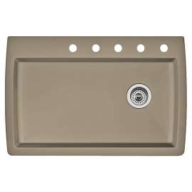 22-In X 33.5-In Single-Basin Granite Drop-In Or Undermount 5-Hole Residential Kitchen Sink in Truffle