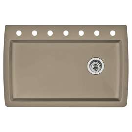 22-In X 33.5-In Single-Basin Granite Drop-In Or Undermount 7-Hole Residential Kitchen Sink in Truffle