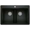 Blanco 442912 Diamond Equal Double Dual-Mount Kitchen Sink in Coal Black