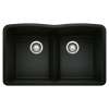 Blanco 442914 Diamond Equal Double Kitchen Sink with Low Divide in Coal Black