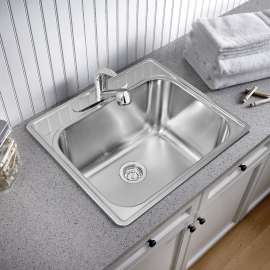 22-In X 25-In Single-Basin Stainless Steel Drop-In 3-Hole Residential Kitchen Sink in Brushed satin