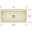 19-in x 36-in Fireclay 10-in Deep Kitchen Sink, in Biscuit