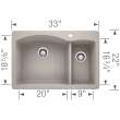 Blanco 442751 Diamond Double Drop-In or Undermount Kitchen Sink in Concrete Gray