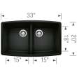 Blanco 442937 Performa Equal Double Kitchen Sink in Coal Black