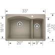 Diamond 70/30 Double Bowl Dual Mount Kitchen Sink in Truffle
